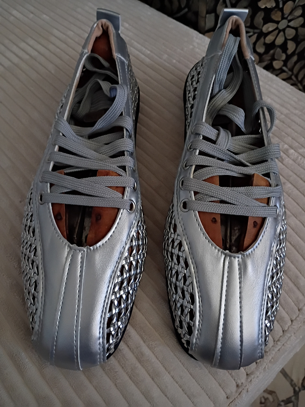 Designers Originals Silver Woven Lace-Up Women’s Sneakers